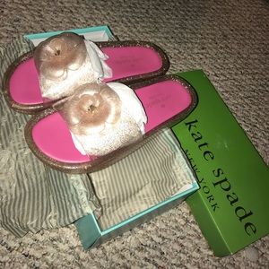 Kate Spade pink jelly glitter flip flops